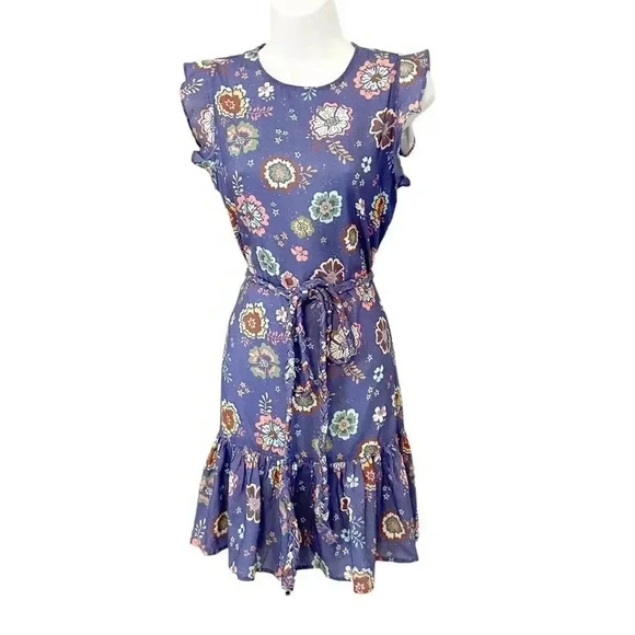 NWT Marine Layer Laney Hibiscus Tie-Waist Mini Dress size XS - Picture 3 of 15